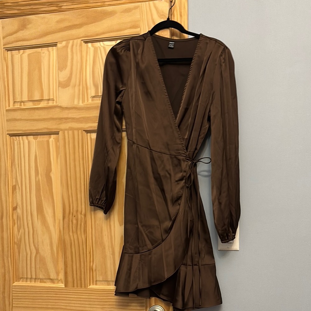 Elegant Brown Wrap Dress